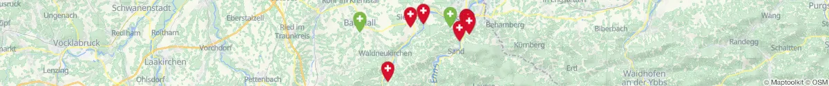 Kartenansicht für Apotheken-Notdienste in der Nähe von Aschach an der Steyr (Steyr  (Land), Oberösterreich)